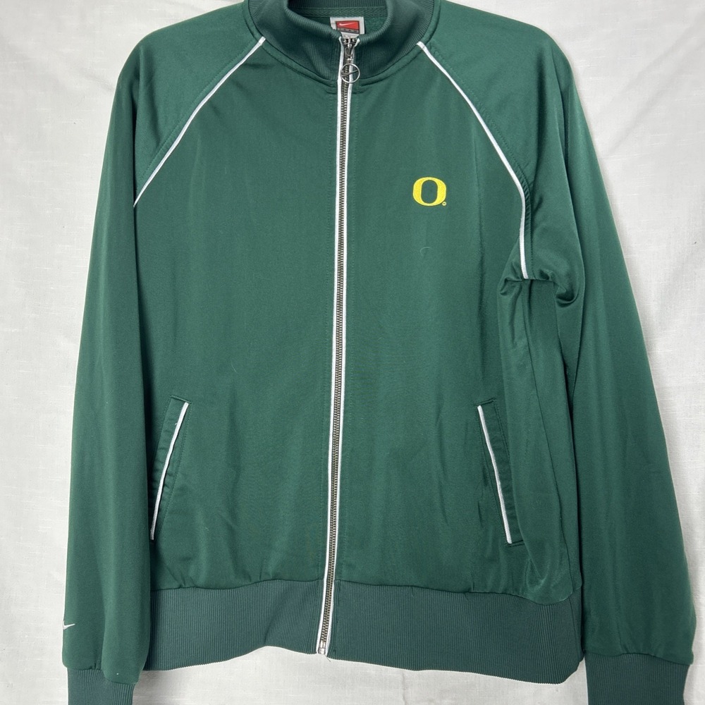 Nike Track Jacket, Full Zip, Green University Oregon Ducks Embroidered "O" Small